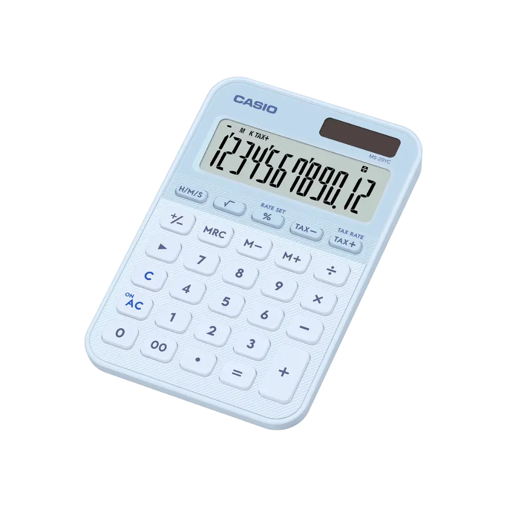 Casio - 카시오 미니 데스크용 탁상 계산기 MS-20YC-LB (라이트 블루)