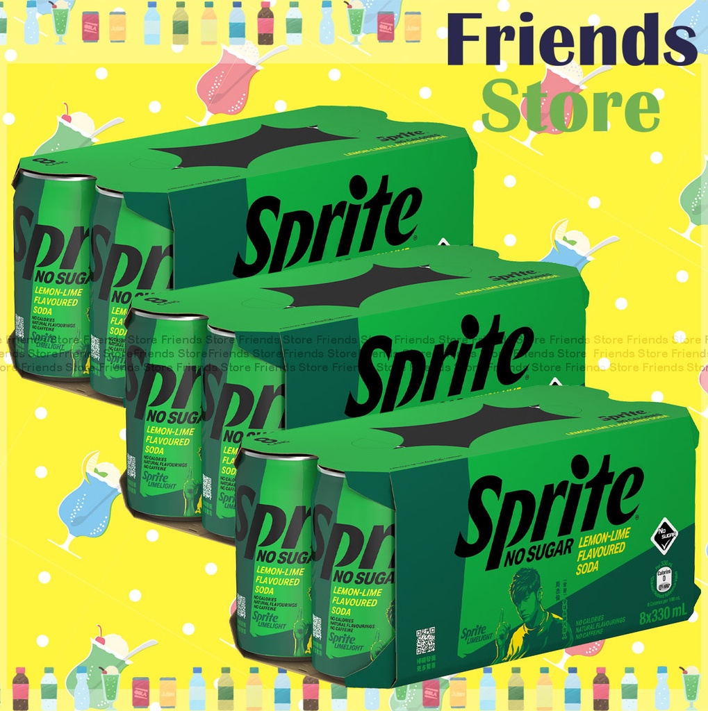 [4004001F] Sprite - [Full Case] (No Sugar無糖) Lemon-Lime Flv. Soda Drink(330ml X 8 X 3) New/old pkg randomly dist