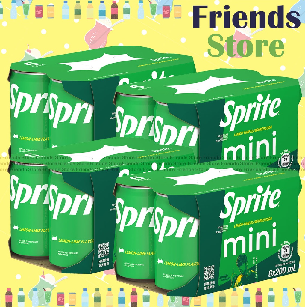 雪碧 - [原箱] 迷你罐裝 檸檬青檸味汽水 飲品  (200毫升 X 6 X 4) #Sprite