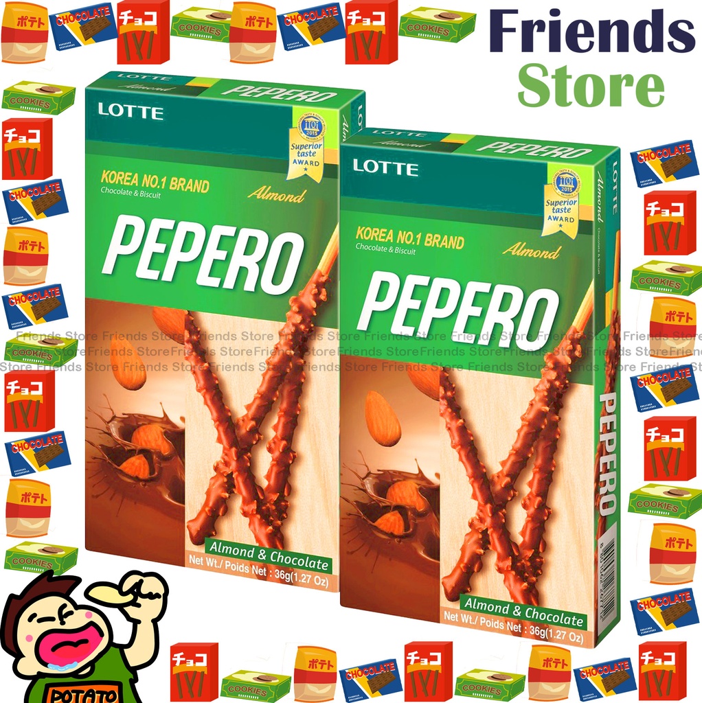 樂天 - 韓國 Pepero 杏仁朱古力 百力滋餅乾條 (32克 X 2)