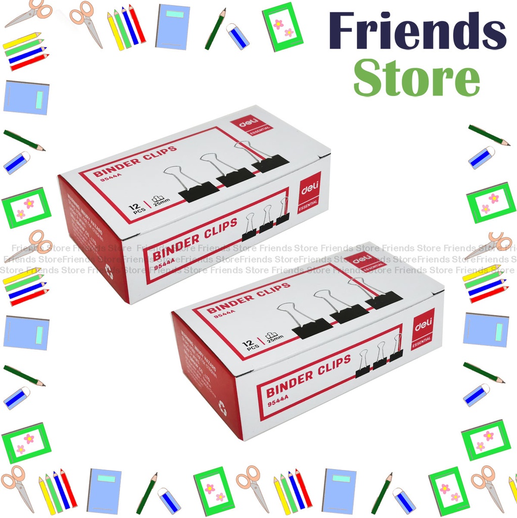[12502A] deli - Black Binder Clips 9544A 25mm (12pcs/box) X 2