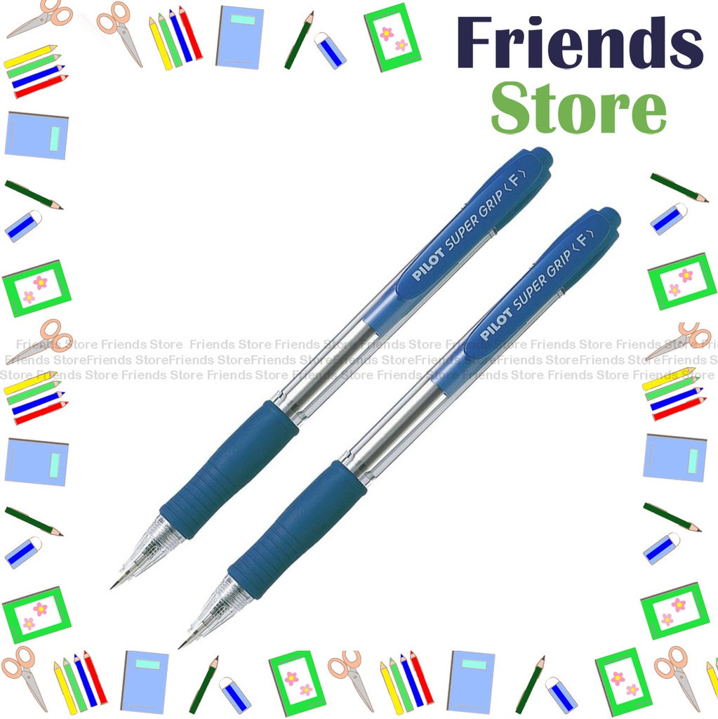 パイロット - スーパーグリップ 10R プッシュボタンボールペン 0.7mm (BPGP-10R-F-L) ブルー×2