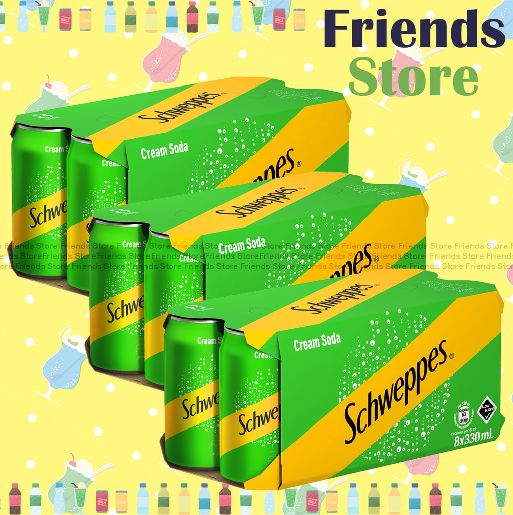 [400291F] ชเวปส์ - [ยกกล่อง] ครีมโซดาแบบกระป๋อง (330 มล. x 8 x 3) บรรจุภัณฑ์ใหม่/เก่า จัดส่งแบบสุ่ม