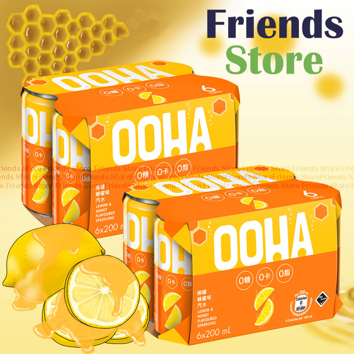 OOHA - (迷你罐裝) 檸檬蜂蜜味 無糖汽水 (200毫升 X 6 X 2)