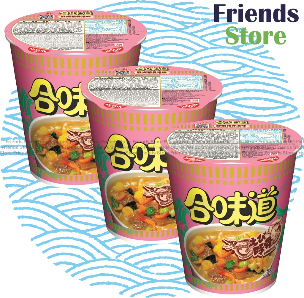 [400114Z8] นิสชิน - บะหมี่ถ้วยธรรมดา รสกุ้งและทงคตสึ 鮮蝦豬骨湯味 (75g X 3)