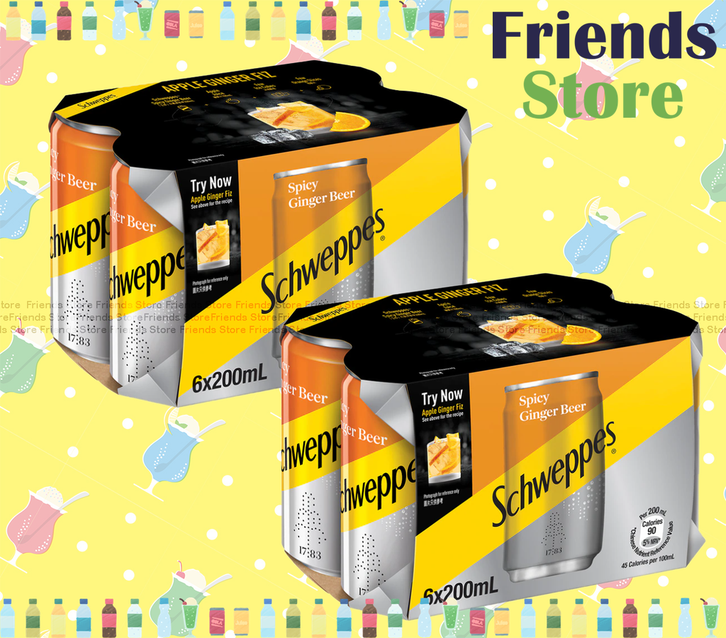 Schweppes - Spicy Ginger Beer Soda Mini Can (Ginger Flv.) (200ml X 6 x 2) New/old packing randomly distributed
