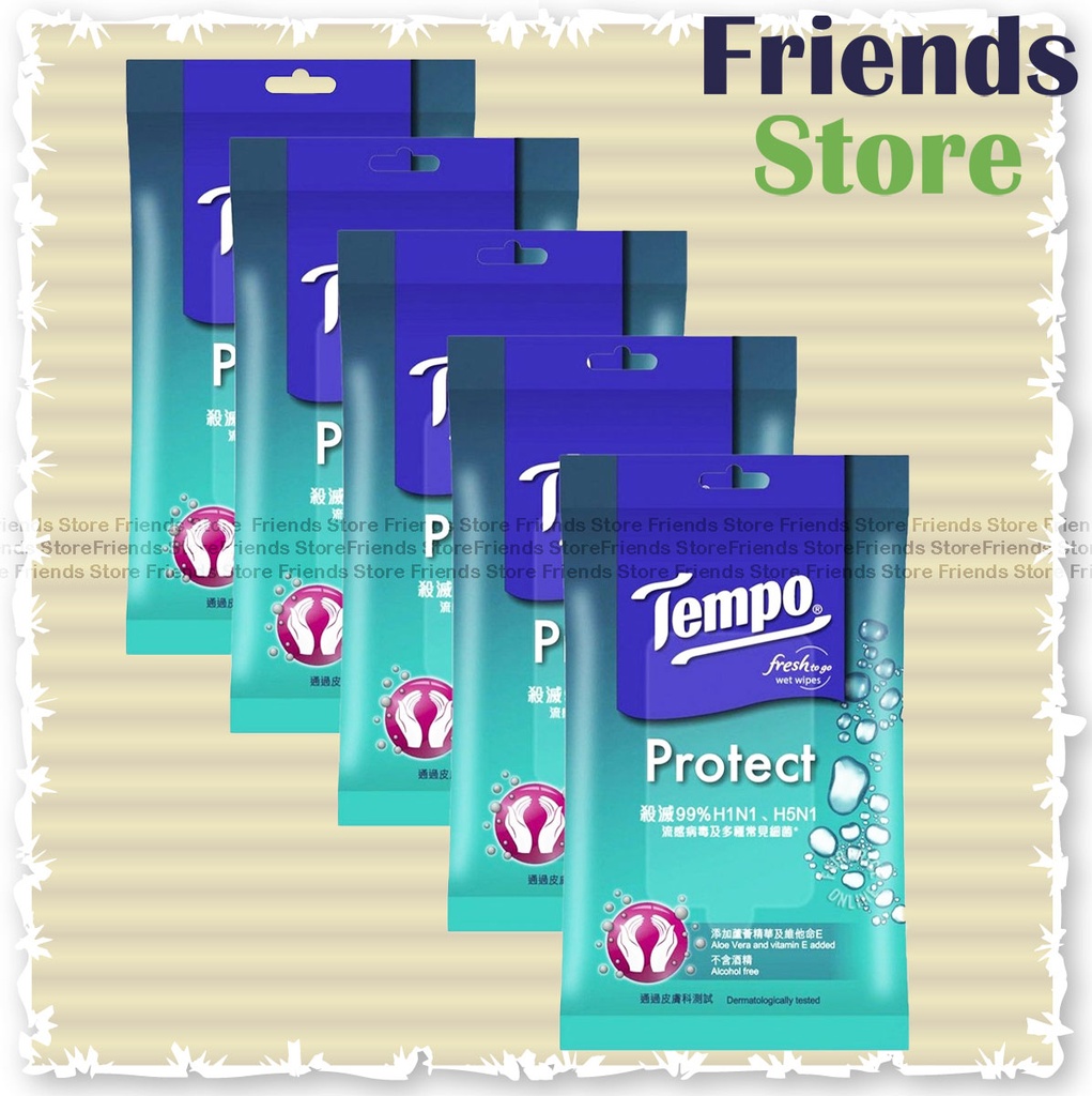 [13032] ผ้าเช็ดทำความสะอาดฆ่าเชื้อโรค Tempo - Protect (10 ชิ้น x 5 แพ็ค) (บรรจุภัณฑ์จัดส่งแบบสุ่ม)