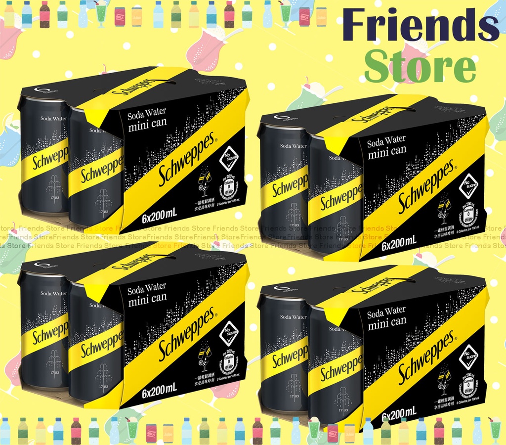 Schweppes - [Full case] Soda water [mini can] (200ml X 6 X 4) New/old packing randomly distributed