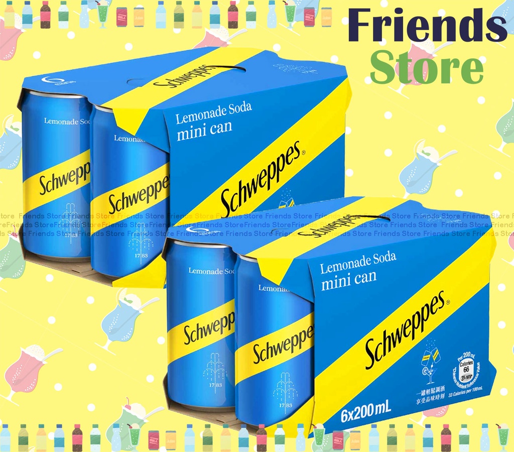 Schweppes - Lemonade Soda Mini can - lemon flavoured (200ml X 6 x 2)Old / New packing random distribution
