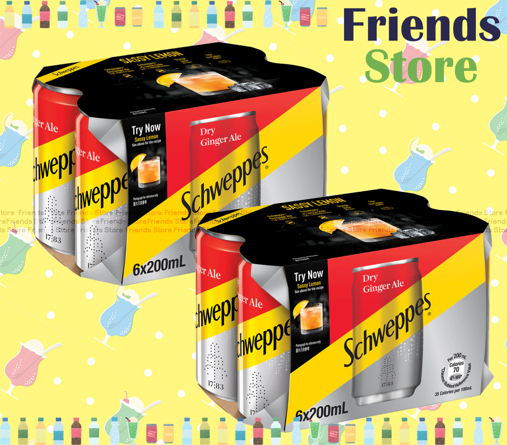 [400295_6CAN] Schweppes - เครื่องดื่มขิงโซดาแบบกระป๋องเล็ก (200 มล. x 6 x 2) บรรจุภัณฑ์ใหม่/เก่า จัดส่งแบบสุ่ม