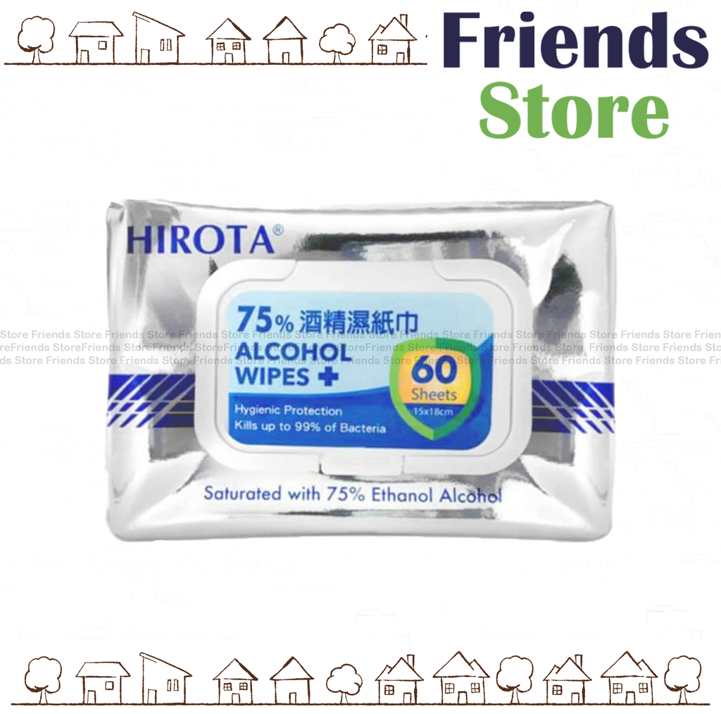 HIROTA - 75% 酒精濃度 消毒除菌 濕紙巾 60片 家庭裝