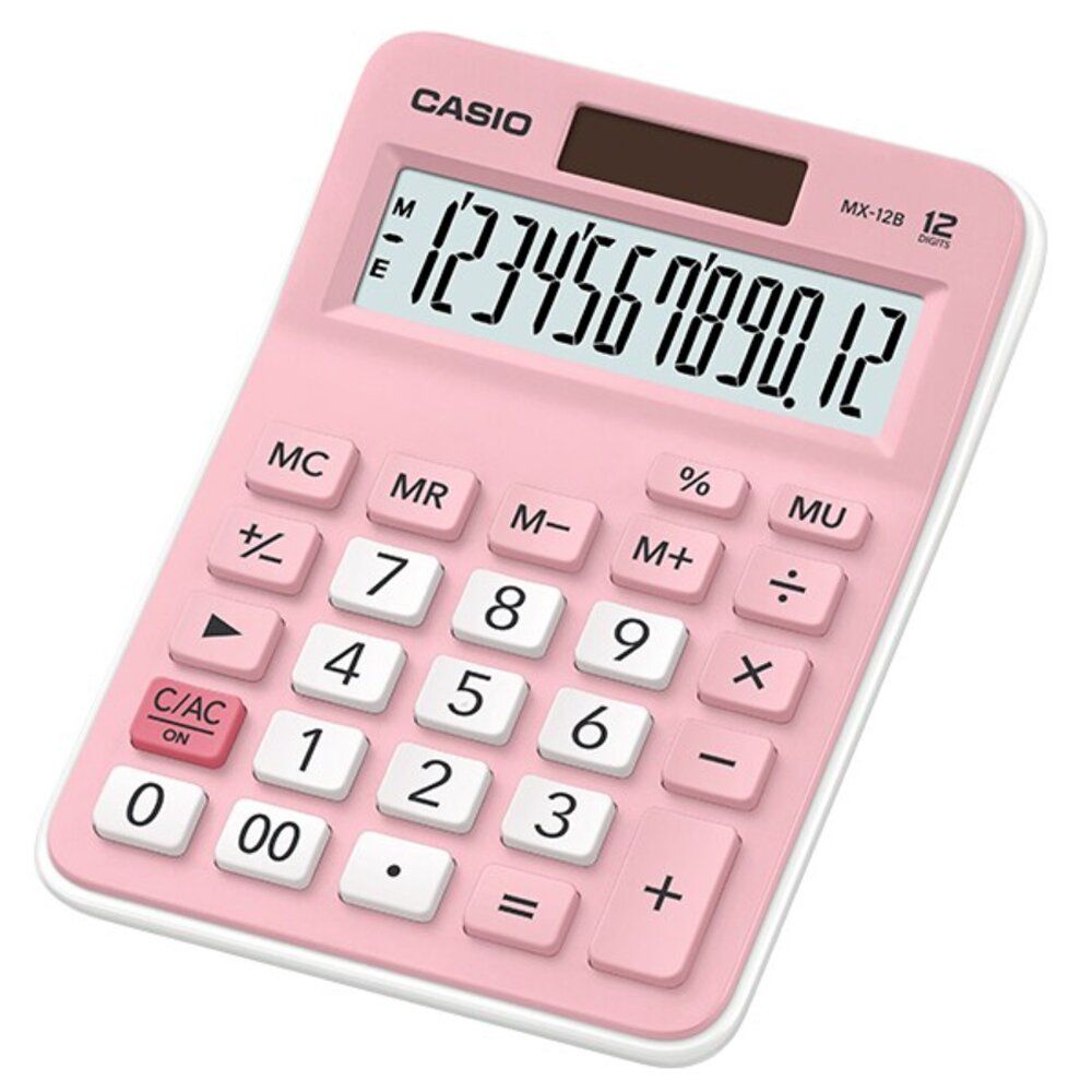 CASIO - 輕巧桌上型計數機 MX-12B-PK (粉紅色)