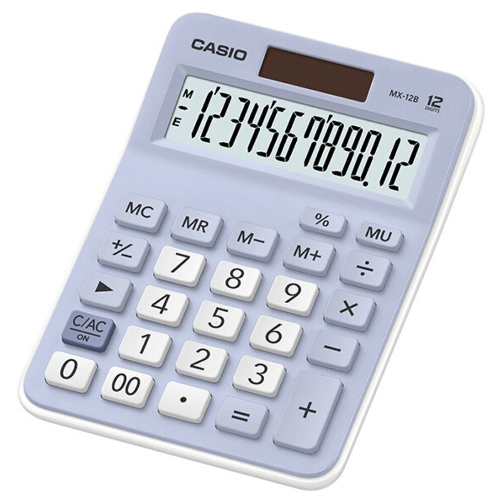 CASIO - 輕巧桌上型計數機 MX-12B-LB (淺藍色)