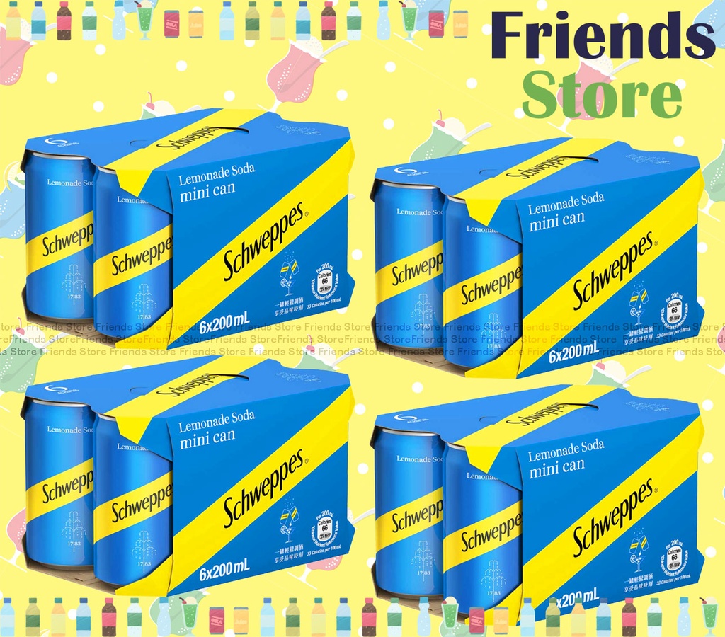 Schweppes - [Full case]Lemonade Soda Mini can-lemon flavoured (200ml X 6 x 4)Old/New packing random distribution