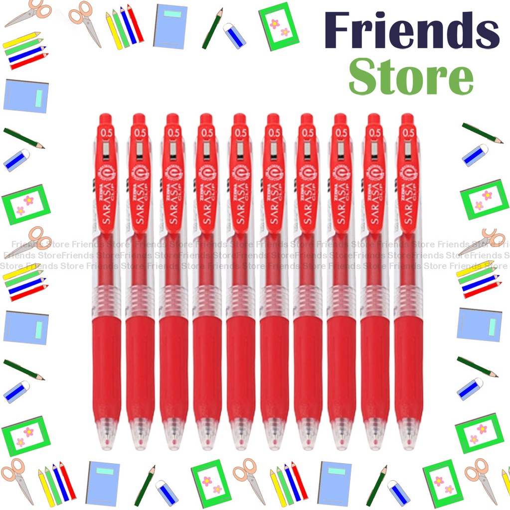 [1240069B] Zebra 斑馬牌 - [10pcs] Sarasa Retractable 0.5mm Gel Pen (JJ15-RD) Red X 10