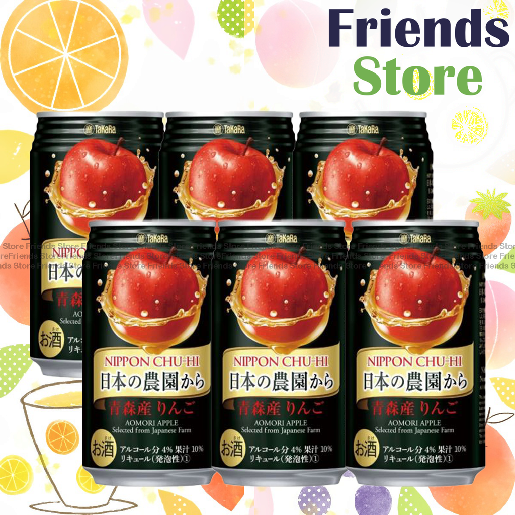 タカラ - 日本農園 青森りんご果汁スパークリングワイン りんご風味ドリンク (350ml x 6) 新旧パッケージランダム封入