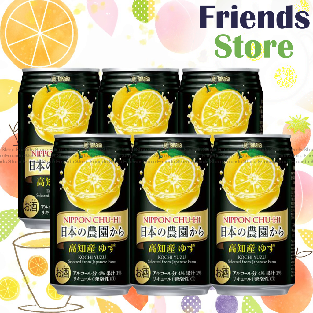 Takara - 日本農園 高知產柚子果汁汽酒 柚子味 飲品 (350毫升 X 6)  新舊包裝隨機發放