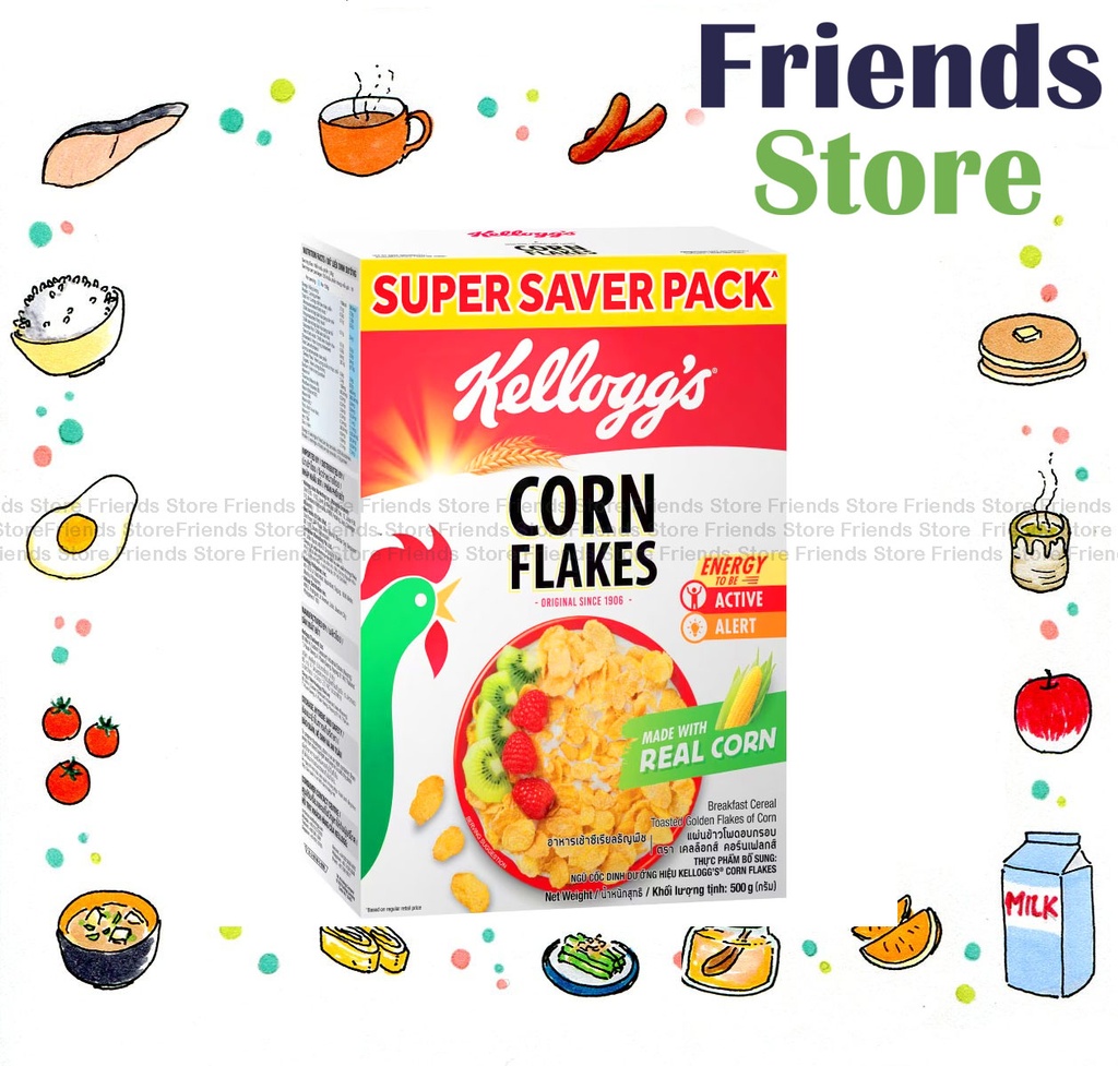 ケロッグ - 朝食用コーンフレーク コーンフレークボックス (500g) (並行輸入品) パッケージはランダムに配布されます