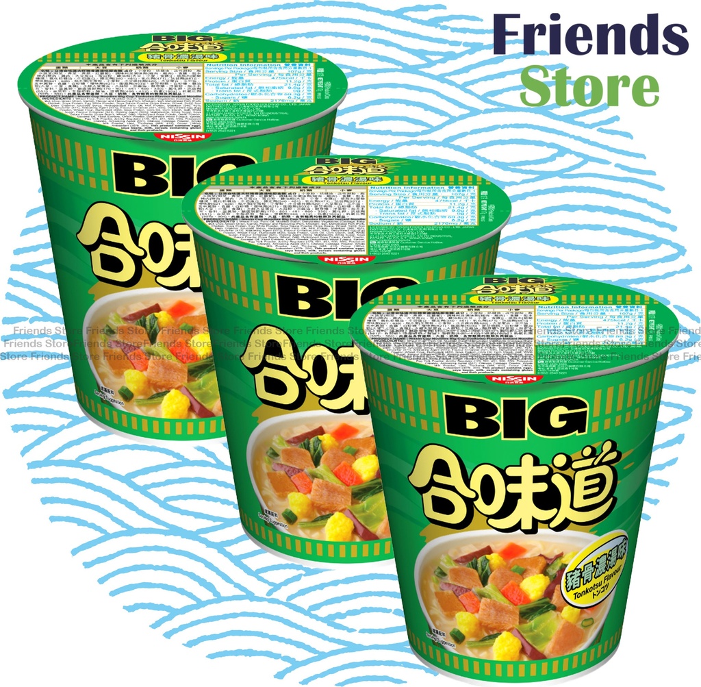 [400114C] นิสซิน - บะหมี่กึ่งสำเร็จรูปถ้วยใหญ่ รสทงคตสึ (107 กรัม x 3 ถ้วย)