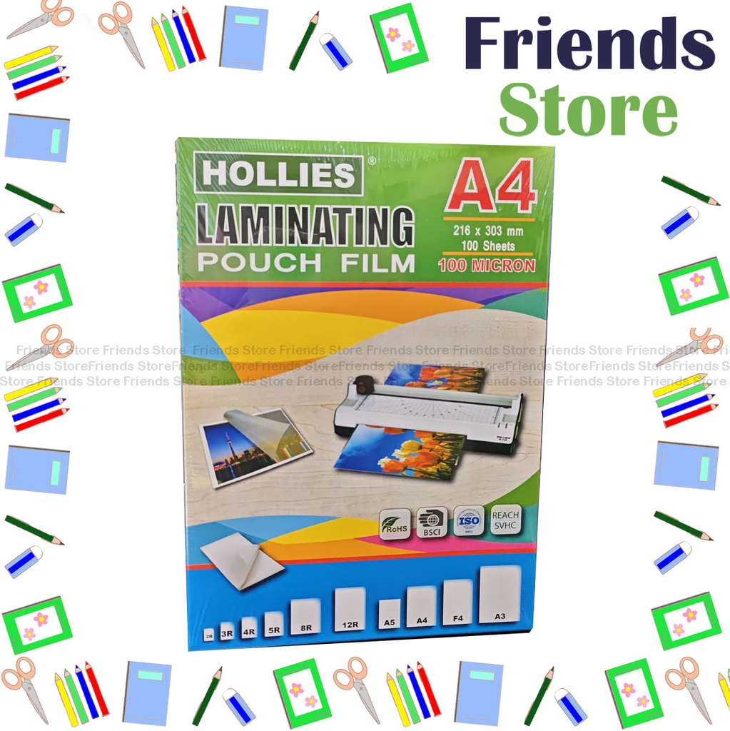 HOLLIES - ฟิล์มเคลือบเอกสาร Hollies ขนาด A4 หนา 100 ไมครอน (100 แผ่น/กล่อง)