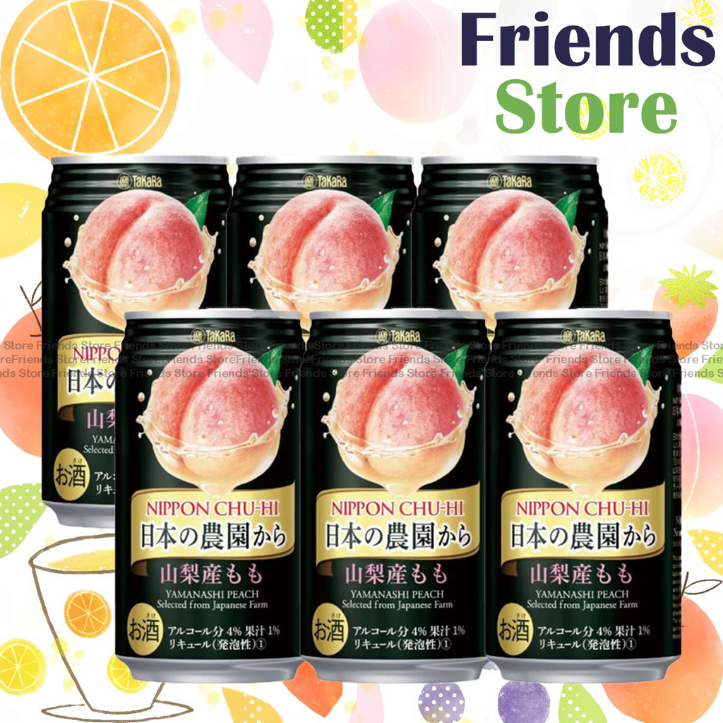 Takara - 日本農園 山梨產桃果汁汽酒 白桃味 飲品 (350毫升 X 6) 新舊包裝隨機發放
