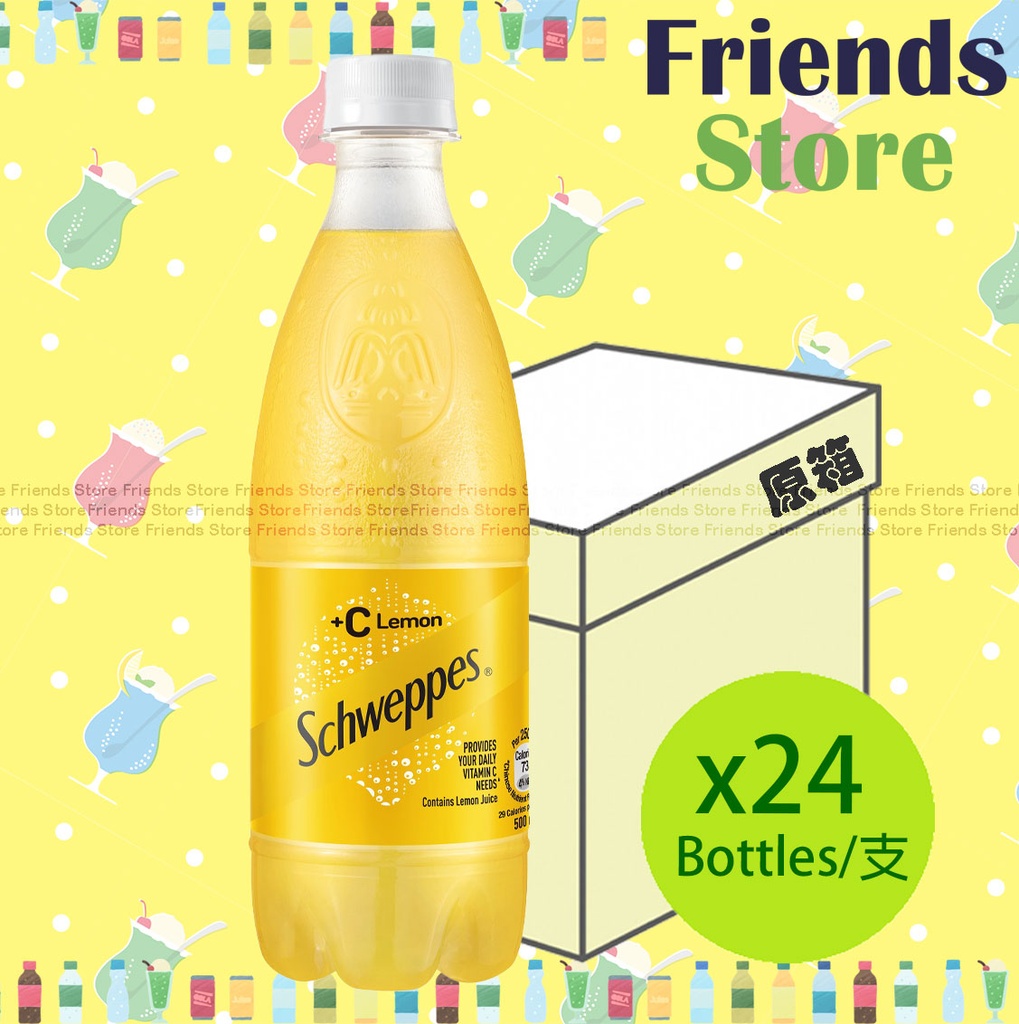 Schweppes - [Full case] bottled +C Lemon Flavoured Soda (500ml X 24)