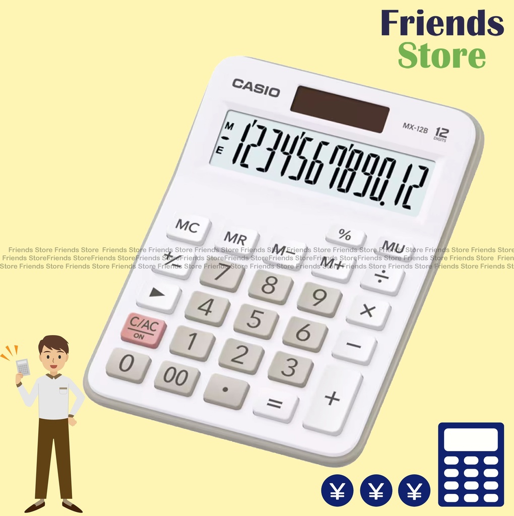 CASIO - Mini Desk Type Calculator MX-12B-WE (White)