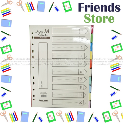 [125011D] Smartmax - 11-hole A4 Paper Index Dividers  (10 Colours) SM710（索引顏色隨機發放）