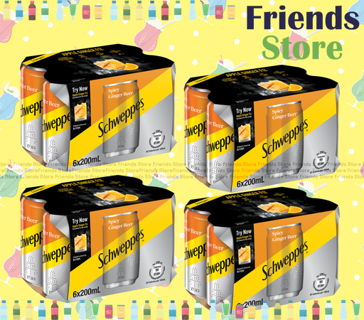 [400296] Schweppes - [Full case] Spicy Ginger Beer Soda Mini Can (Ginger Flv.) (200ml X 6 x 4) New/old pkg randomly dist.
