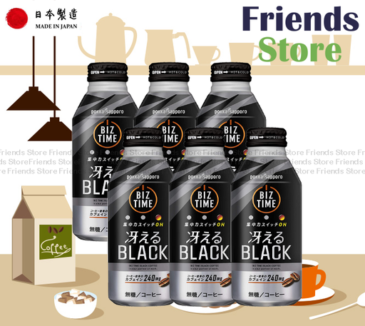 [4126L5Q] POKKA SAPPORO - Biz Time Sugarless Richness Black Coffee Bottle (390g X 6) BBD: on/after SEP 2025