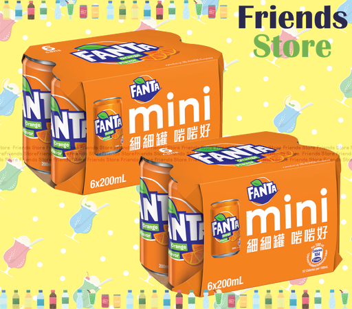 [400173_1_6CAN] Fanta - Orange Flavoured Soda  [Mini can] (200ml X 6 X 2) New/Old packing randomly distributed
