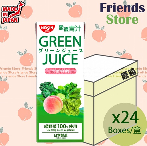 [4MC191BF] 日清 - [原箱] 紙包裝 - 盈優青汁 濃厚白桃味  (200毫升 X 24)最佳飲用日期：2025年10月或之後
