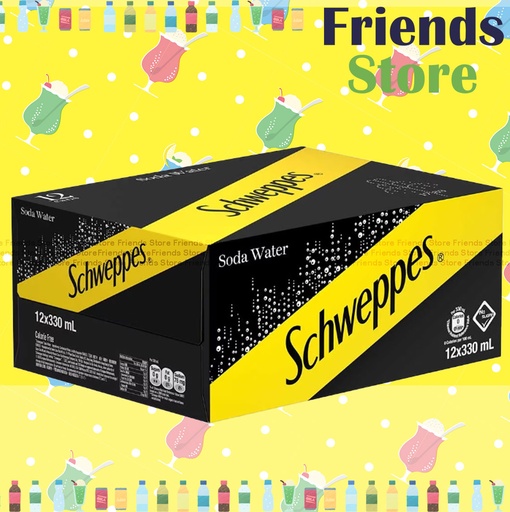 [400148D] Schweppes - [Full case of 12 Cans]  Soda Water  (330ml X 12) Packing Randomly Distributed