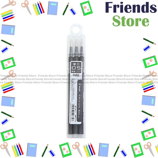[124048A] パイロット - 日本製 フリクション消せる透明ボールペン替芯 0.5mm (ブラック) BLS-FR5-L-S3