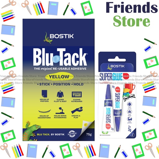 [14054C] Bostik - Blu-Tack 75克寶貼萬用膠 - 螢光黃 (優惠裝加送超能膠3克x2)
