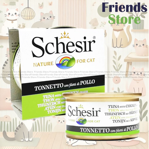 [SCH750051] Schesir - 雪詩雅 137 全天然 吞拿魚 雞肉絲飯 貓罐頭 85g 全方位保健 貓罐頭[新舊包裝同時發貨]