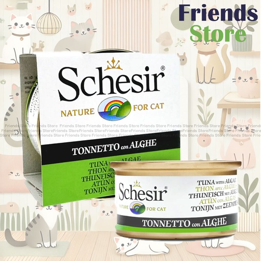 [SCH750082] Schesir - 雪詩雅 142 全天然 吞拿魚 海藻飯 貓罐頭 85g 全方位保健 貓罐頭[新舊包裝同時發貨]
