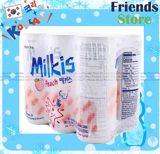 [400789N5] 樂天 - Milkis  <香桃味> 忌廉溝鮮奶 (250毫升 X 6) 包裝隨機發放