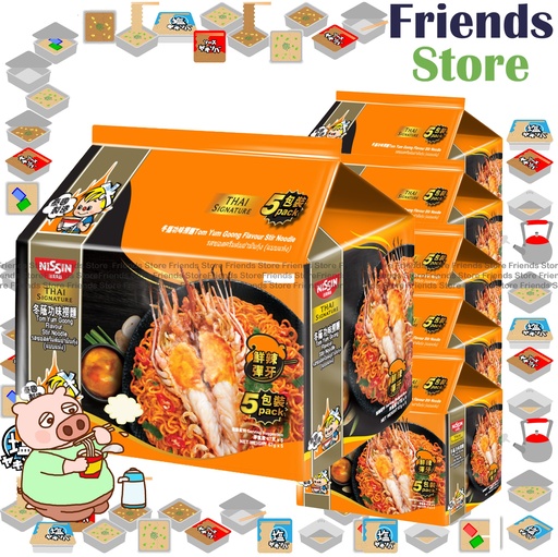 [4MC16JF] Nissin - [Full Case] Thai Signature Tom Yum Goong Flavour Stir Noodle (橙) (5-Pack) X 6