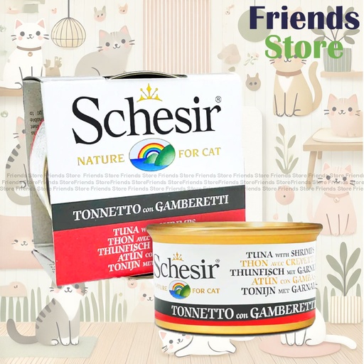 [SCH750044] Schesir - 雪詩雅 138 全天然 吞拿魚 鮮蝦飯 貓罐頭85g 全方位保健 貓罐頭[新舊包裝同時發貨]