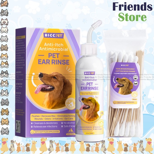 [H913020] HICC PET - 猫と犬用シワ防止抗菌耳洗浄剤（118ml）
