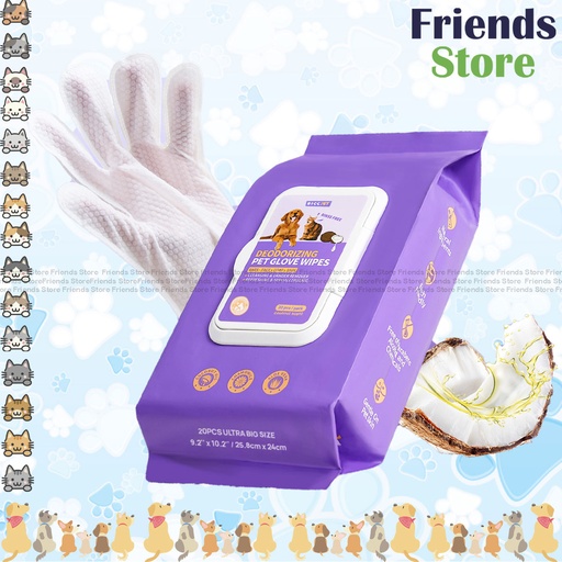 [H913082] HICC PET - Deodorizing Pet Glove Wipes (Coconut Scent) 20pcs