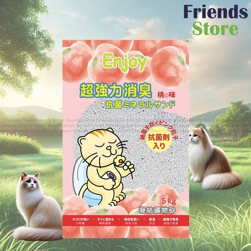 [EJ50193] ENJOY ピーチ香り 消臭固まる猫砂 5kg