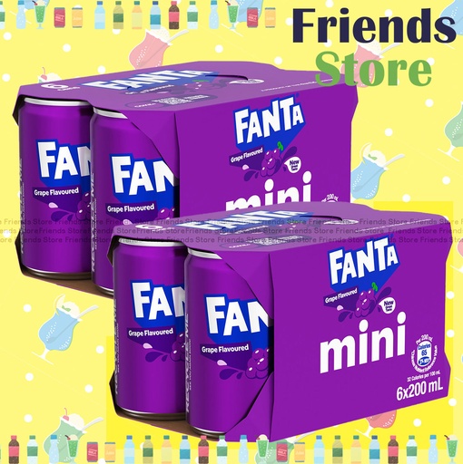 [400173A] 芬達 - 迷你罐裝 提子味汽水 飲品 (200毫升 X 6 X 2) #fanta Grape