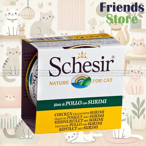 [SCH750136] Schesir - 161 All Natural Chicken Shredded Crab Meat Rice Canned Cat Food 85g All-round Health Canned Cat Food