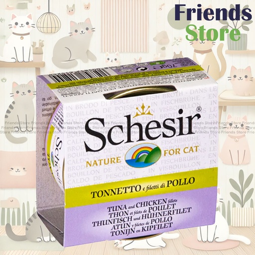[SCH615244] Schesir - C524 all-natural tuna chicken fish soup canned 70g all-round health canned cat food