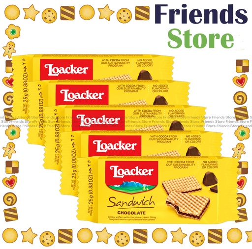 [4TM2H7] Loacker - Sandwich Chocolate（黃）(25g x 5)