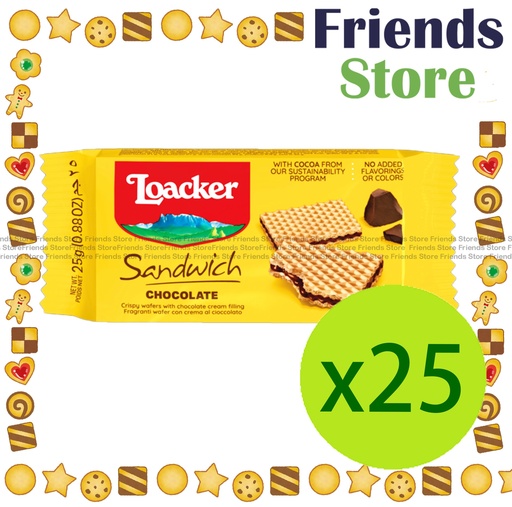 [4TM2H7F] Loacker - [Full Case](Family Pack) Sandwich Chocolate（黃）(25g x 25) 