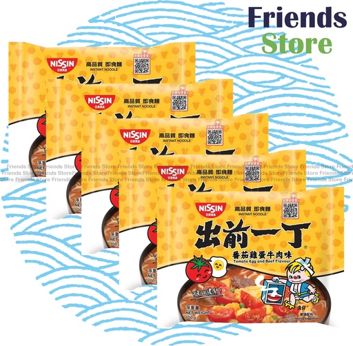 [400115V] 日清食品 - (香港版) 出前一丁 トマト卵ビーフ味即席麺 (100g x 5)