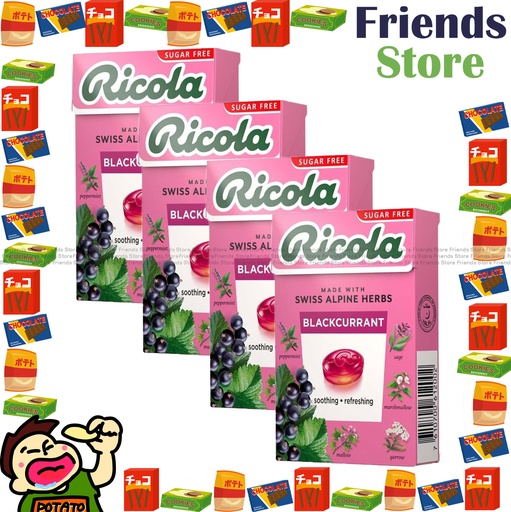 [4im3D] RICOLA - （箱入り）ブラックカラントフレーバー ハーブキャンディ (40g×4) #香港正規品